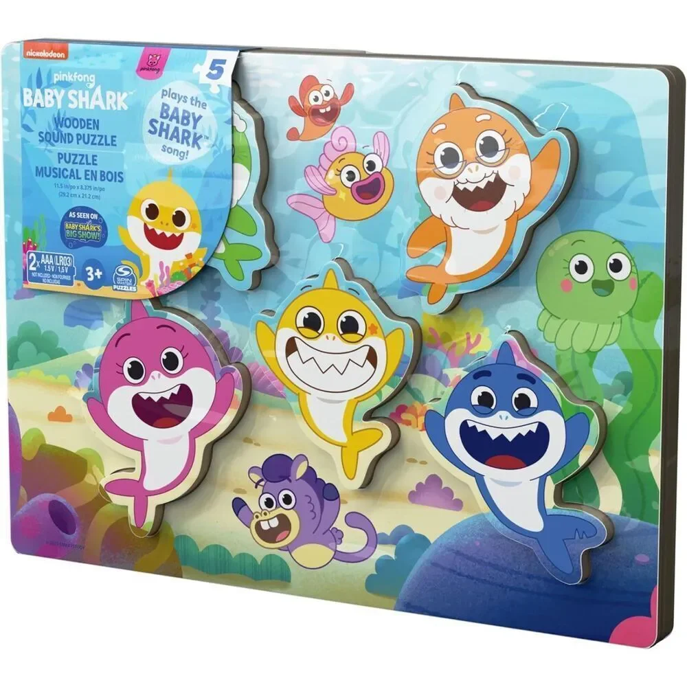 Pinkfong Baby Shark Chunky Musical Wooden Sound Puzzle Spin Master Games